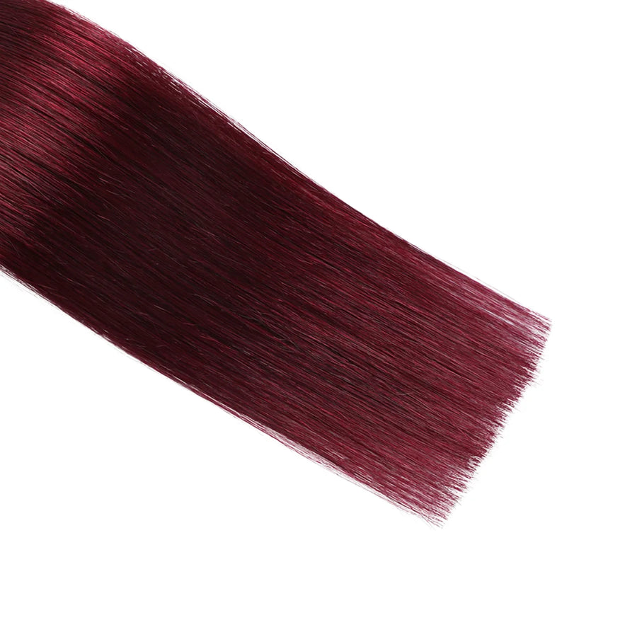 SUYYA Virgin Human Hair Prebonded I Tip Extensions Stick Tip Cold Fusion Hair Burgundy (#99J)