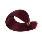 SUYYA Virgin Human Hair Prebonded I Tip Extensions Stick Tip Cold Fusion Hair Burgundy (#99J)