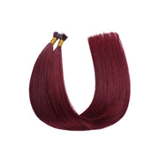 SUYYA Virgin Human Hair Prebonded I Tip Extensions Stick Tip Cold Fusion Hair Burgundy (#99J)