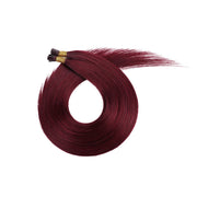 SUYYA Virgin Human Hair Prebonded I Tip Extensions Stick Tip Cold Fusion Hair Burgundy (#99J)