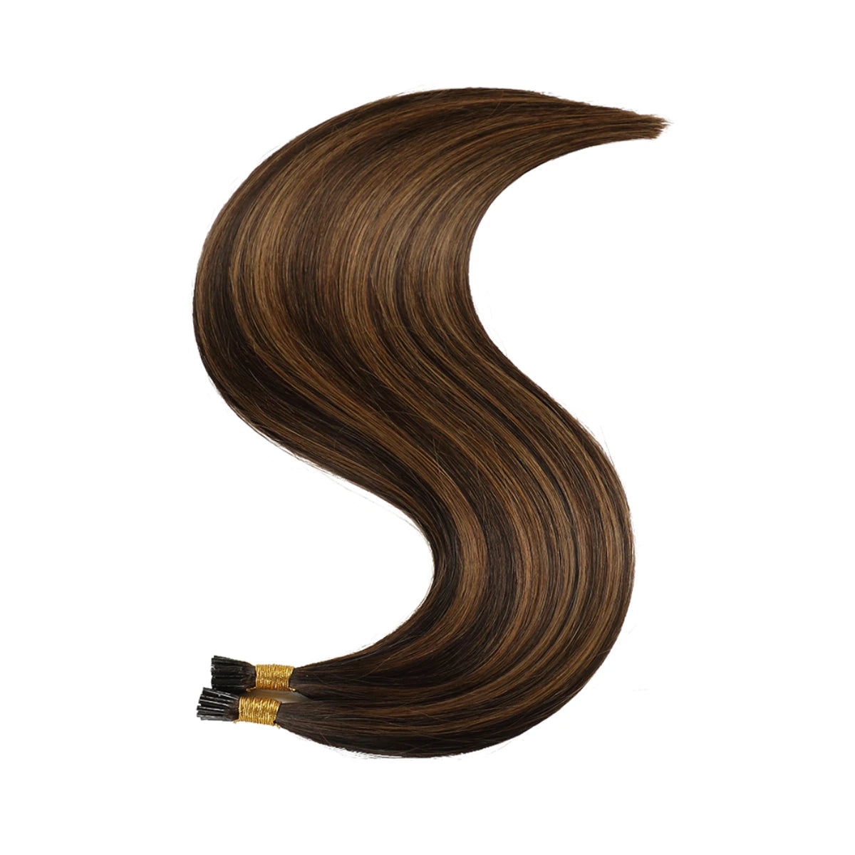 SUYYA Virgin Human Hair Prebonded I Tip Extensions Stick Tip Cold Fusion Hair Darkest Brown Balayage (#P2/6/T2)