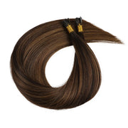 SUYYA Virgin Human Hair Prebonded I Tip Extensions Stick Tip Cold Fusion Hair Darkest Brown Balayage (#P2/6/T2)