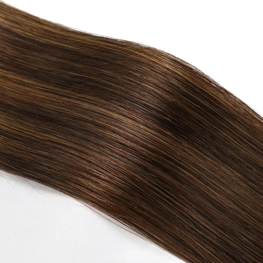 SUYYA Virgin Human Hair Prebonded I Tip Extensions Stick Tip Cold Fusion Hair Darkest Brown Balayage (#P2/6/T2)