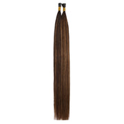 SUYYA Virgin Human Hair Prebonded I Tip Extensions Stick Tip Cold Fusion Hair Darkest Brown Balayage (#P2/6/T2)