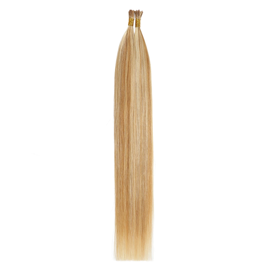 SUYYA Virgin Human Hair Prebonded I Tip Extensions Stick Tip Cold Fusion Hair Strawberry Blonde / Bleach Blonde Balayage (#P27/613)