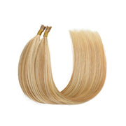 SUYYA Virgin Human Hair Prebonded I Tip Extensions Stick Tip Cold Fusion Hair Strawberry Blonde / Bleach Blonde Balayage (#P27/613)
