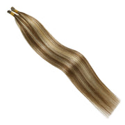 SUYYA Virgin Human Hair Prebonded I Tip Extensions Stick Tip Cold Fusion Hair Chocolate Brown / Bleach Blonde (#P6/613)
