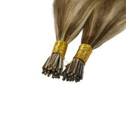 SUYYA Virgin Human Hair Prebonded I Tip Extensions Stick Tip Cold Fusion Hair Chocolate Brown / Bleach Blonde (#P6/613)