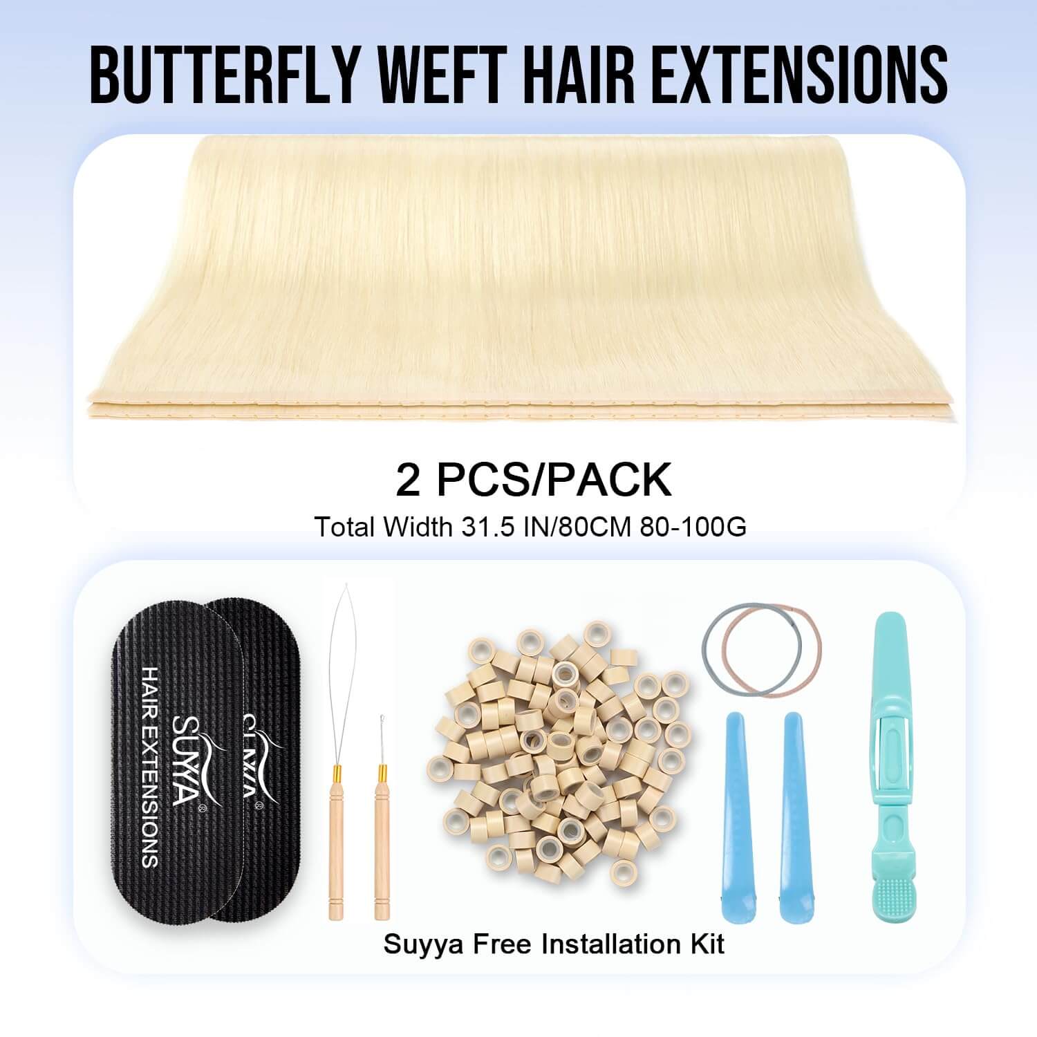 Platinum Blonde (#60) SUYYA Butterfly Weft Hair Extensions