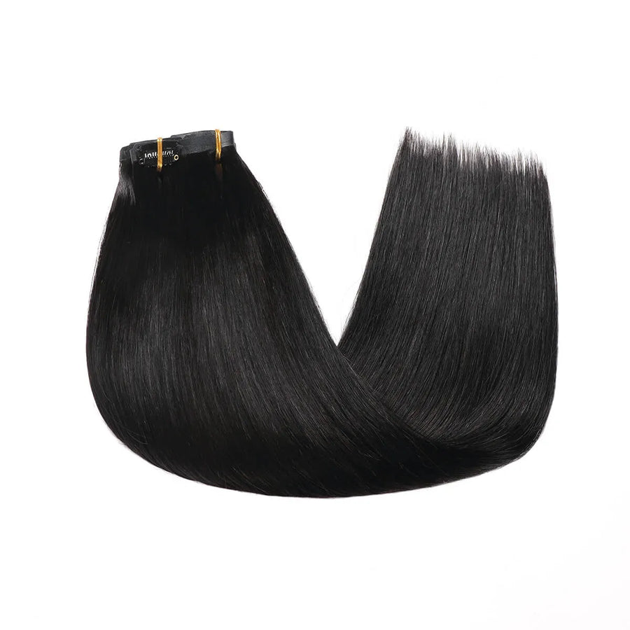 Suyya Human Hair Seamless Clip In Hair Extensions 8Pcs Jet Black (#1)
