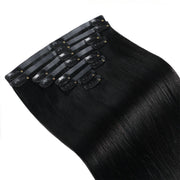Suyya Human Hair Seamless Clip In Hair Extensions 8Pcs Jet Black (#1)