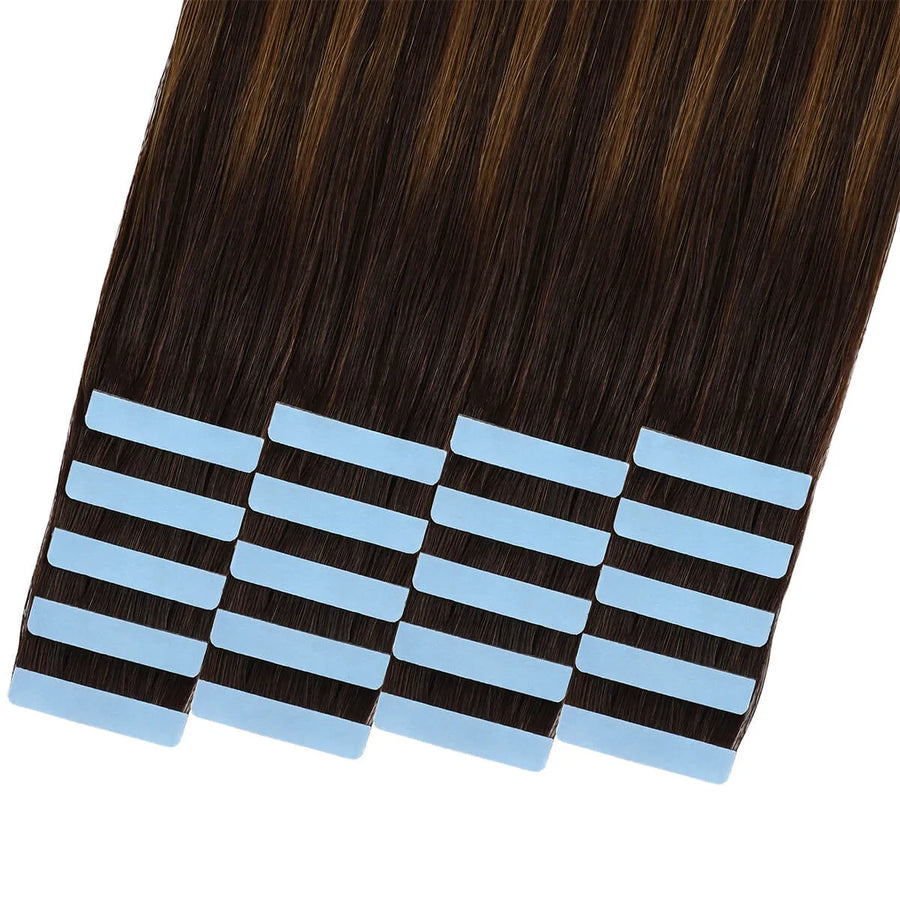 Suyya Invisible Tape in Hair Extensions Darkest Brown Balayage (#P2/6/T2) 20Pcs