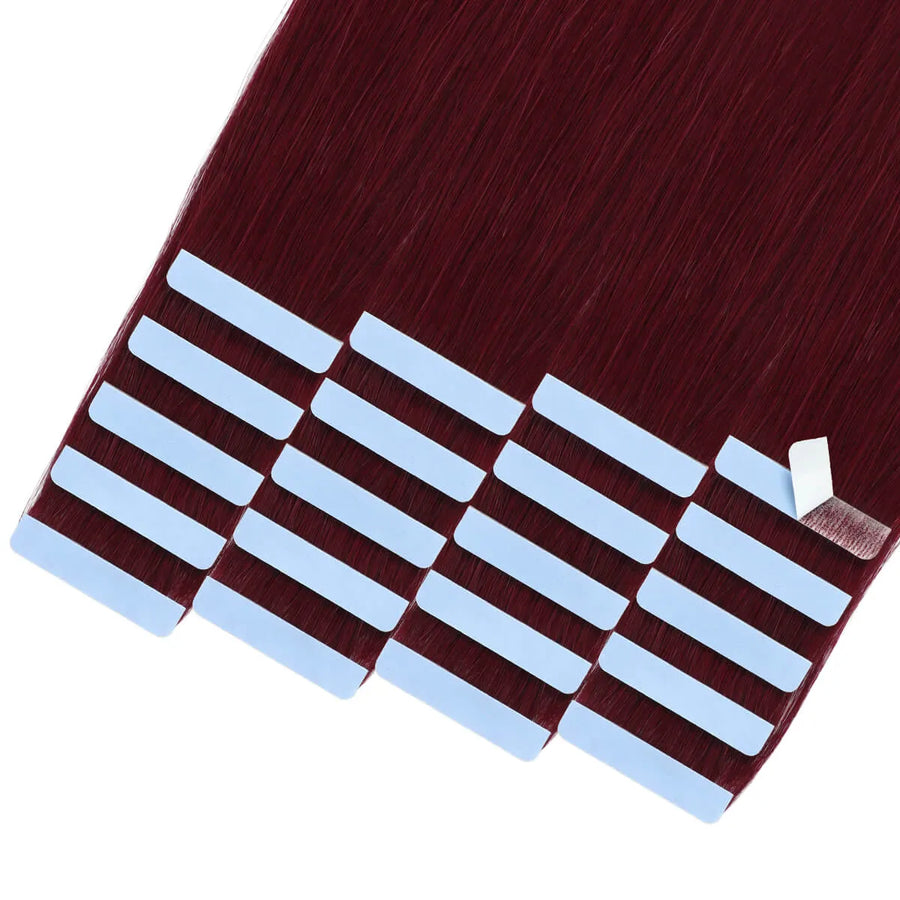 SUYYA Invisible Tape ins Remy Human Hair Extensions Burgundy (#99J) 20Pcs