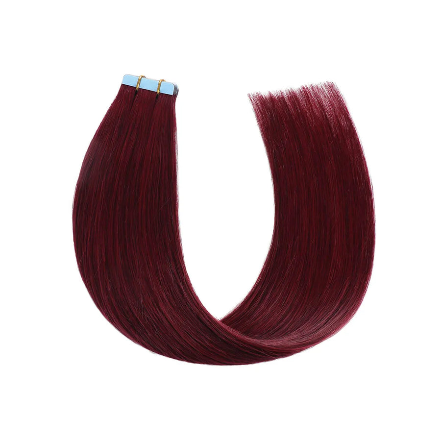 SUYYA Invisible Tape ins Remy Human Hair Extensions Burgundy (#99J) 20Pcs