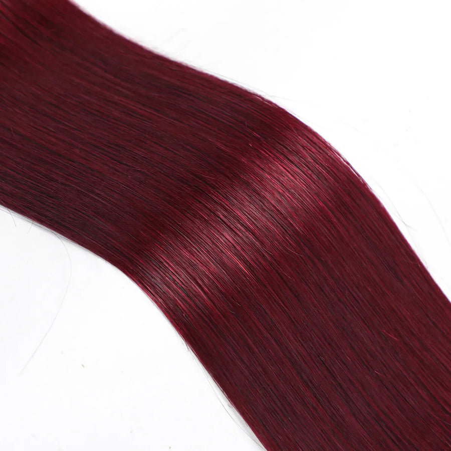 SUYYA Invisible Tape ins Remy Human Hair Extensions Burgundy (#99J) 20Pcs