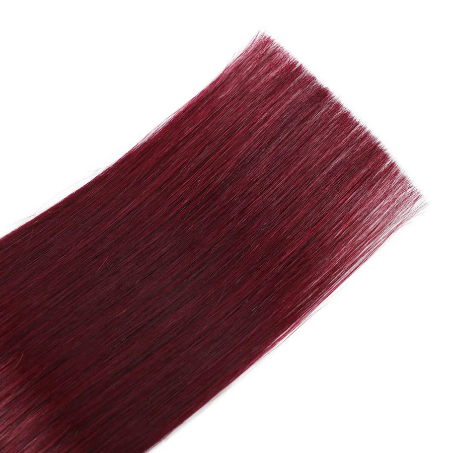 SUYYA Invisible Tape ins Remy Human Hair Extensions Burgundy (#99J) 20Pcs