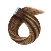 SUYYA Remy Invisible Tape ins (#P4/27/T4) Balayage Chocolate Brown / Caramel Blonde Hair Extensions 20Pcs