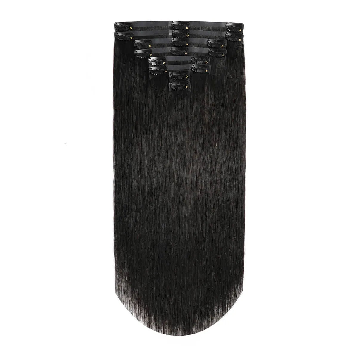 Suyya Seamless Clip In Hair Extensions 8Pcs Natural Black (#1B)