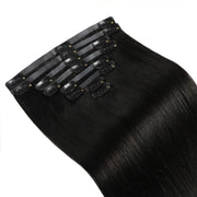 Suyya Seamless Clip In Hair Extensions 8Pcs Natural Black (#1B)