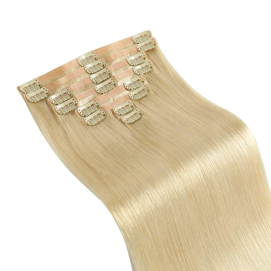 Suyya Seamless Clip In Platinum Blonde (#60) 8Pcs Human Virgin  Hair Extensions