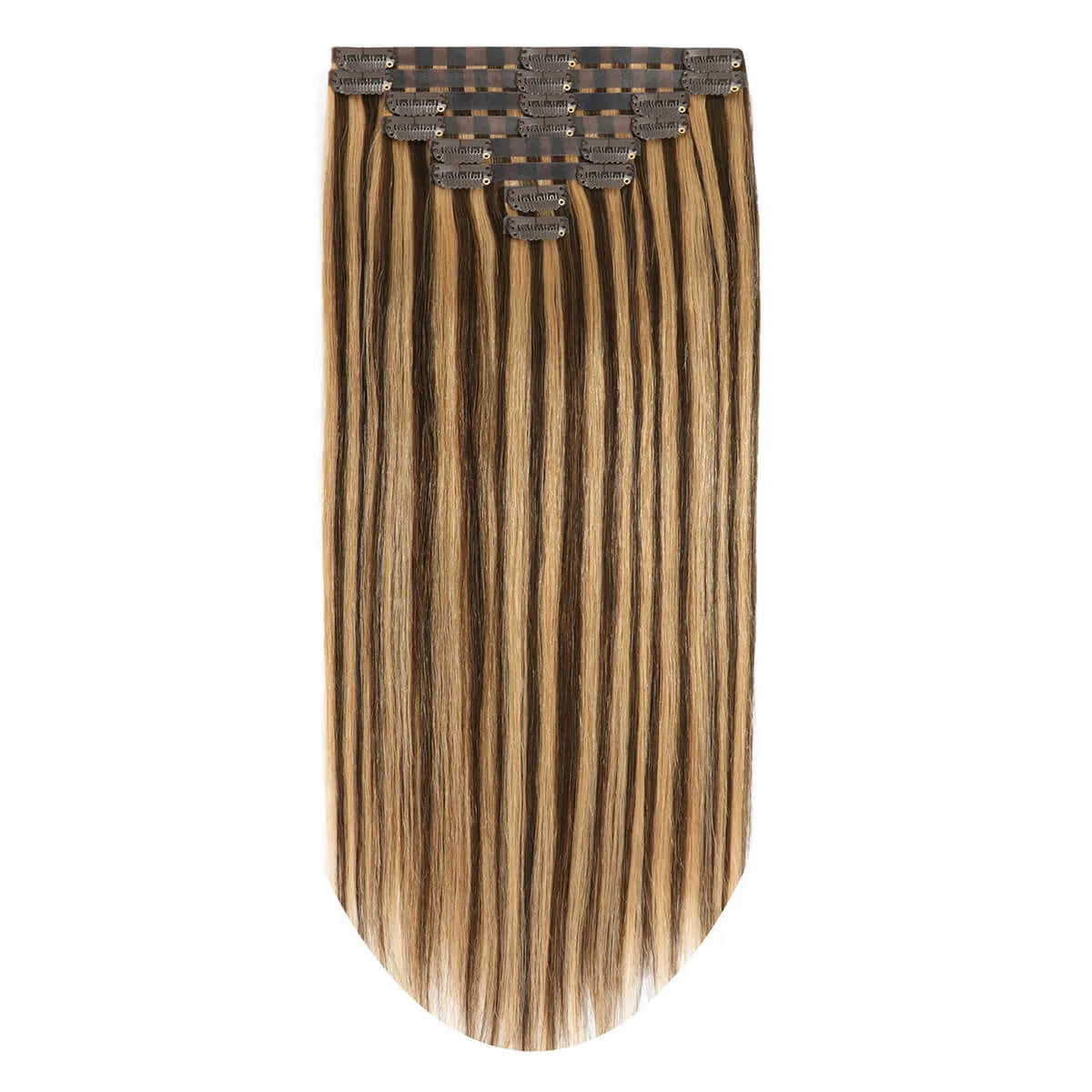 Suyya 8Pcs Seamless Clip In (P4/27) Mixed Piano Color Remy Human Hair Extensions