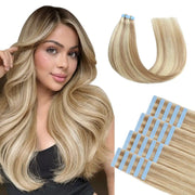 Suyya Hair Ash Blonde / Bleach Blonde Balayage (#P18/613) Tape-In Hair Extensions | 20Pcs