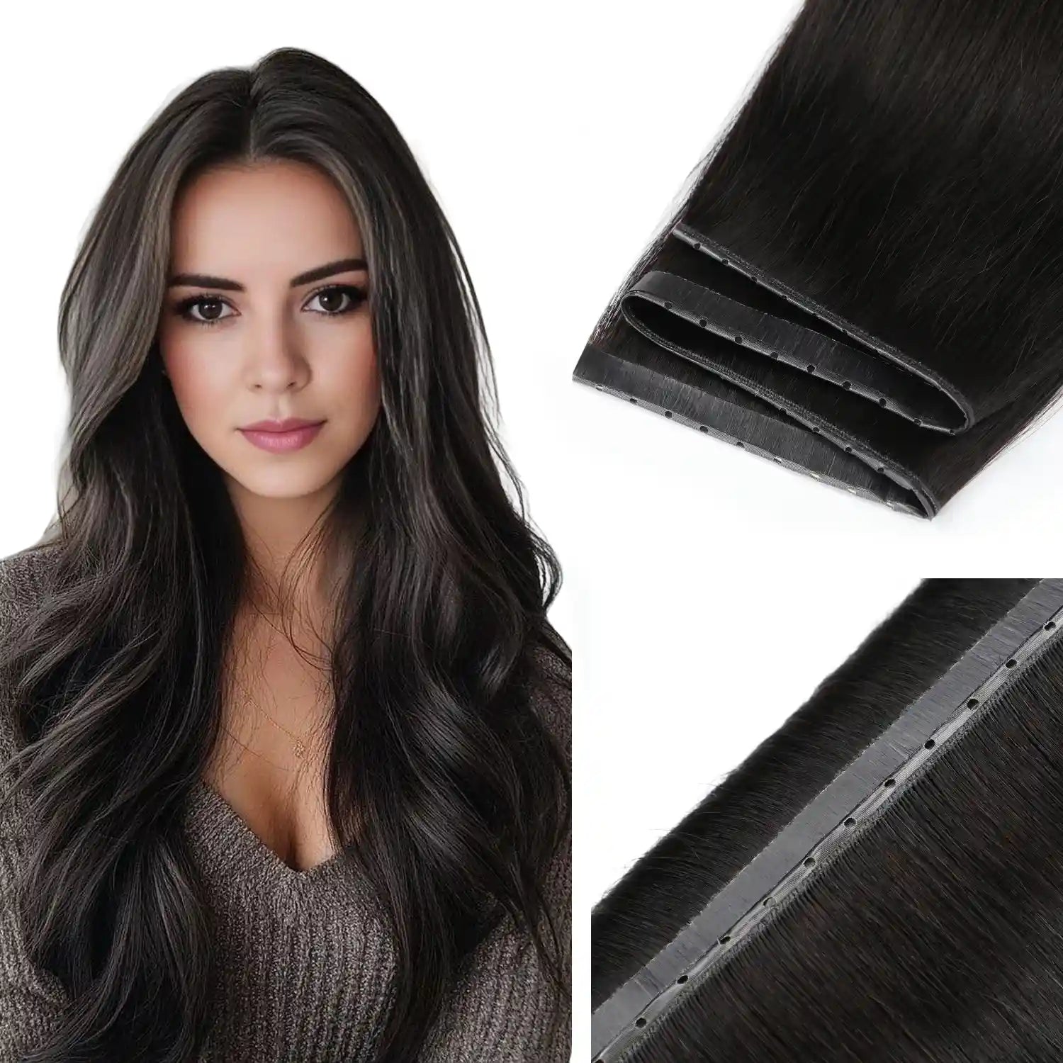 Suyya Hair Butterfly Weft Hair Extensions Natural Black (#1B) Human Hair