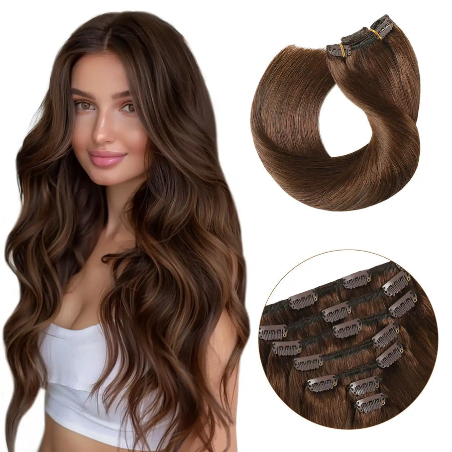 Suyya Hair Chocolate Brown (#4) Clip In Hair Extensions