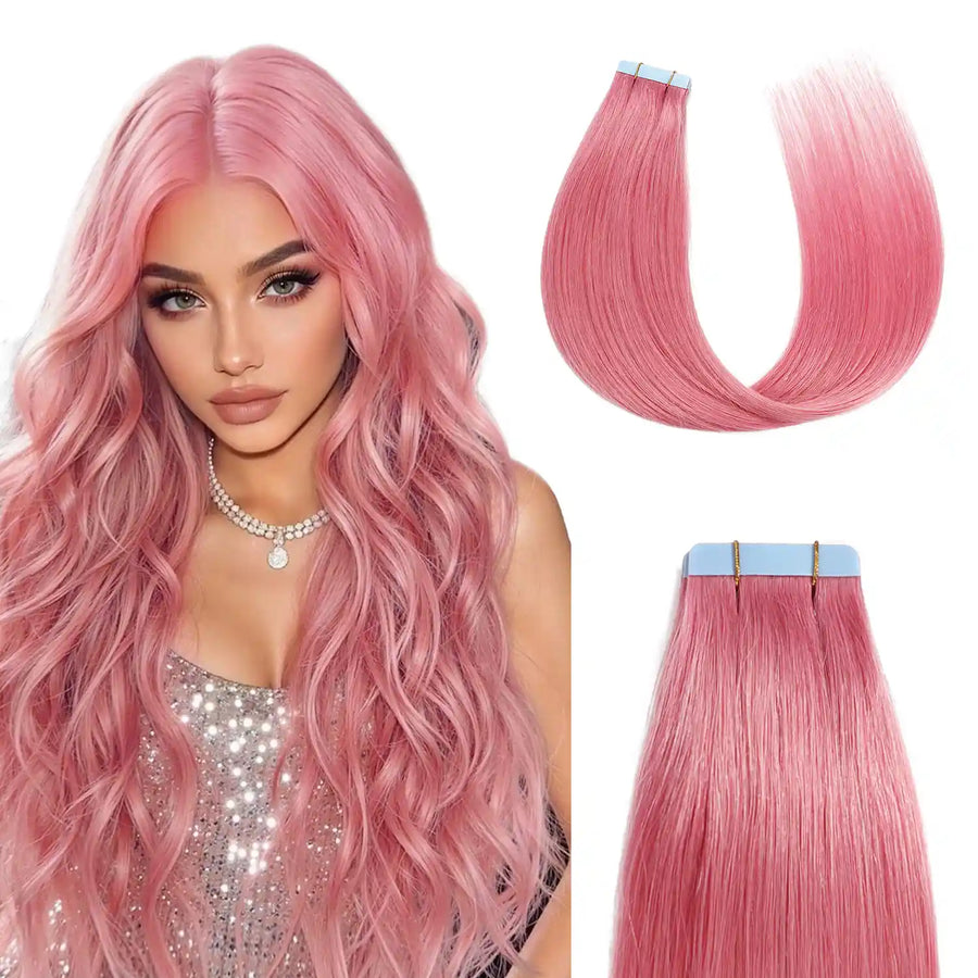 Suyya Hair Hot Pink Tape-In Hair Extensions | 20Pcs