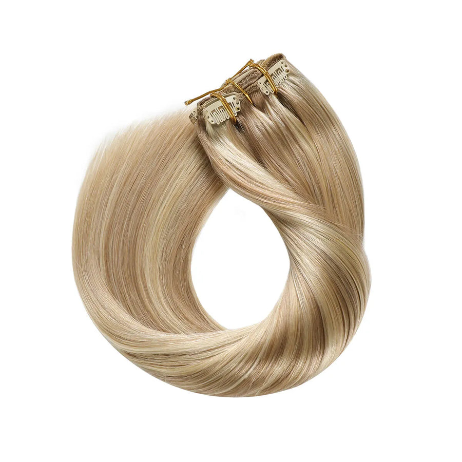 Suyya Hair Human Remy Hair Ash Blonde / Bleach Blonde Balayage (#P18/613) Clip In Hair Extensions