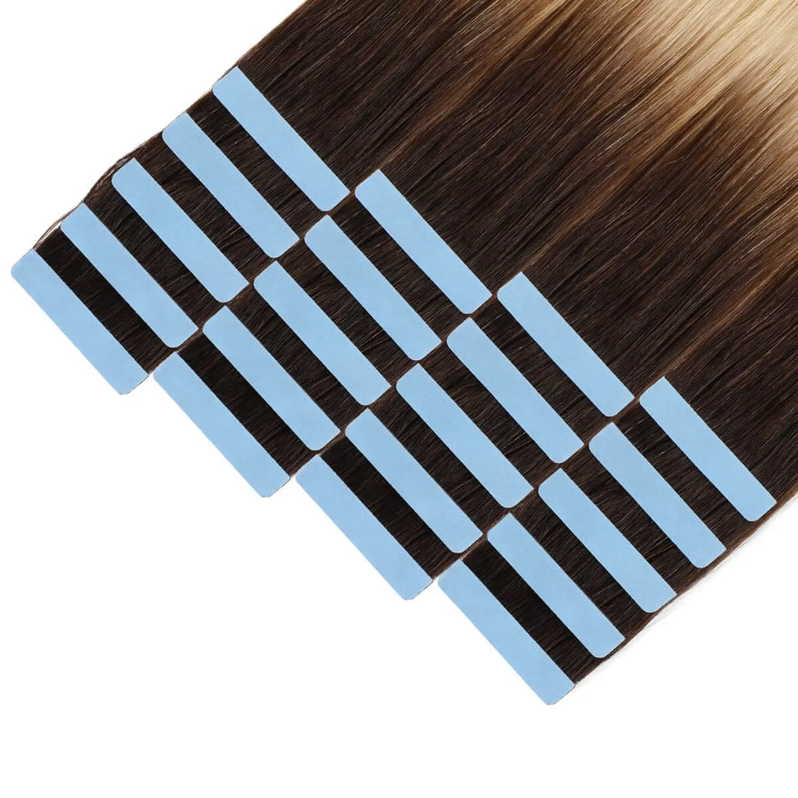 SUYYA Invisible Tape ins  (#T2/60) Ombre Darkest Brown to Platinum Blonde Hair Extensions