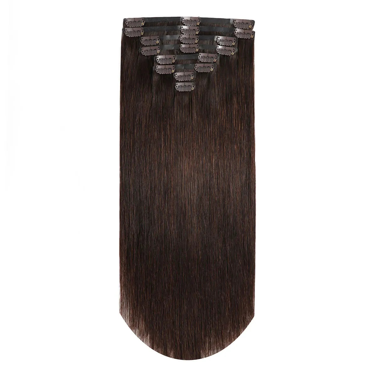 Suyya Remy Human 8Pcs Seamless Darkest Brown (#2) Clip In Hair Extensions