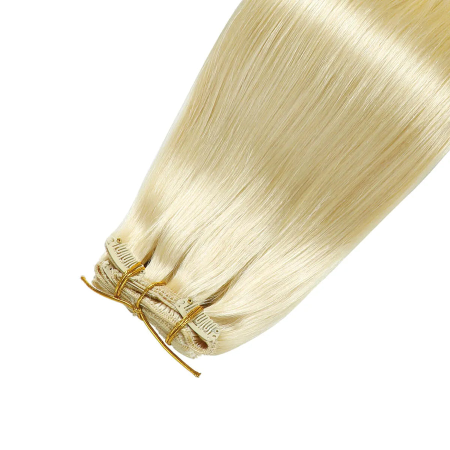 Suyya Hair  Remy Human Hair Platinum Blonde (#60) Clip In Hair Extensions