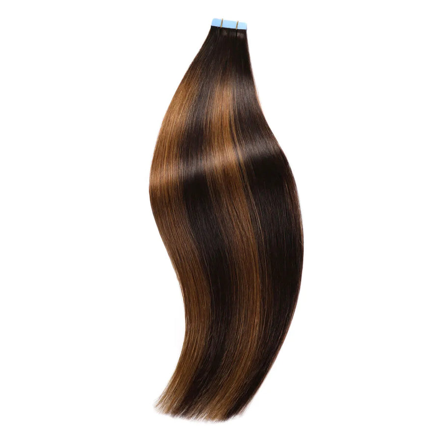 SUYYA Remy Human Tape-In Hair Extensions Balayage Darkest Brown  Light Brown (#P2/8/T2) 20Pcs