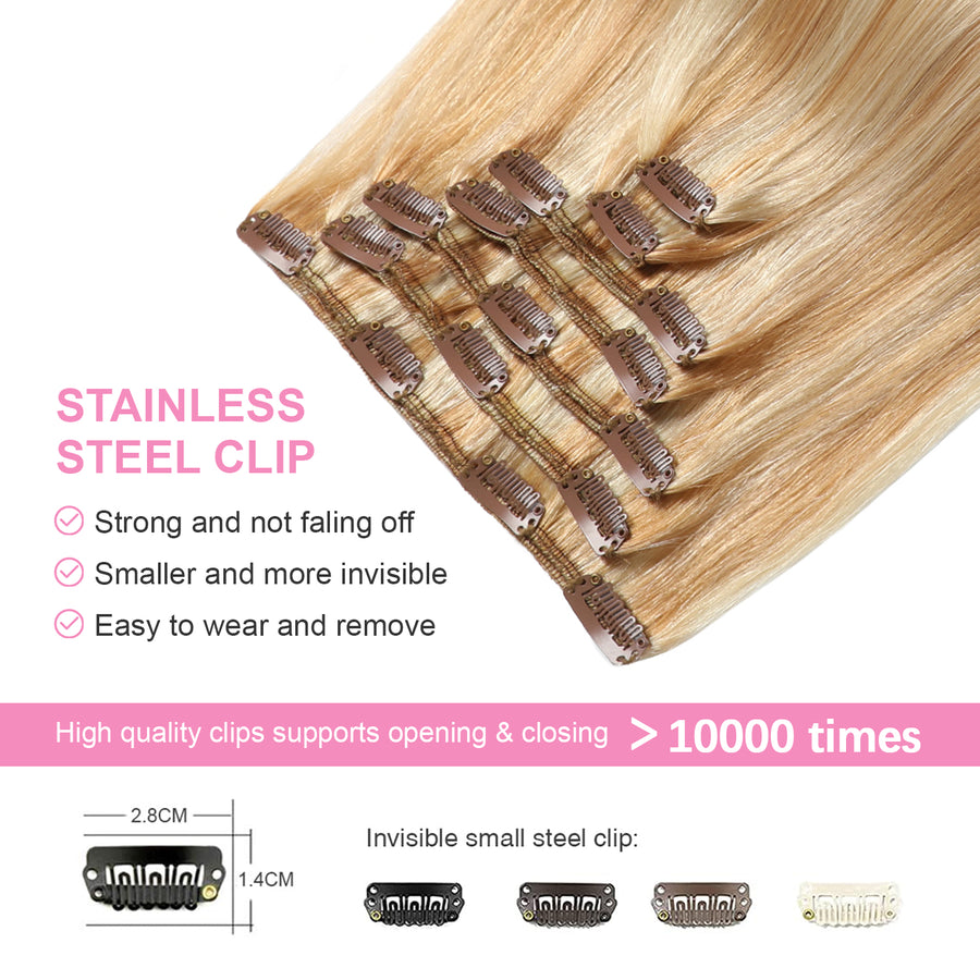 Strawberry Blonde / Bleach Blonde Balayage (#P27/613) Clip In Hair Extensions