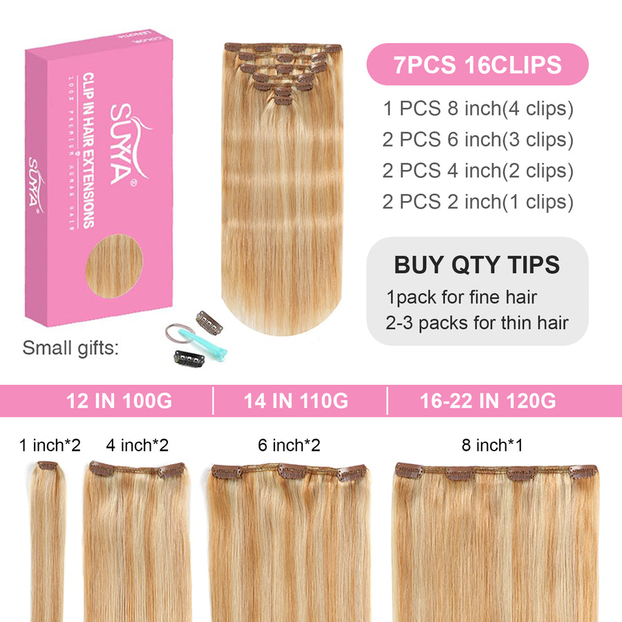 Strawberry Blonde / Bleach Blonde Balayage (#P27/613) Clip In Hair Extensions