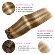 Chocolate Brown / Bleach Blonde / Chestnut Brown Balayage (#P6/613/T4) Clip In Hair Extensions