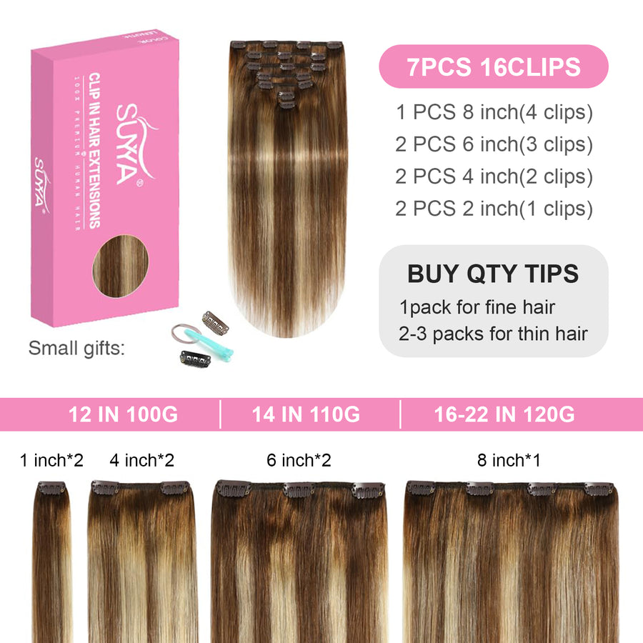 Chocolate Brown / Bleach Blonde / Chestnut Brown Balayage (#P6/613/T4) Clip In Hair Extensions