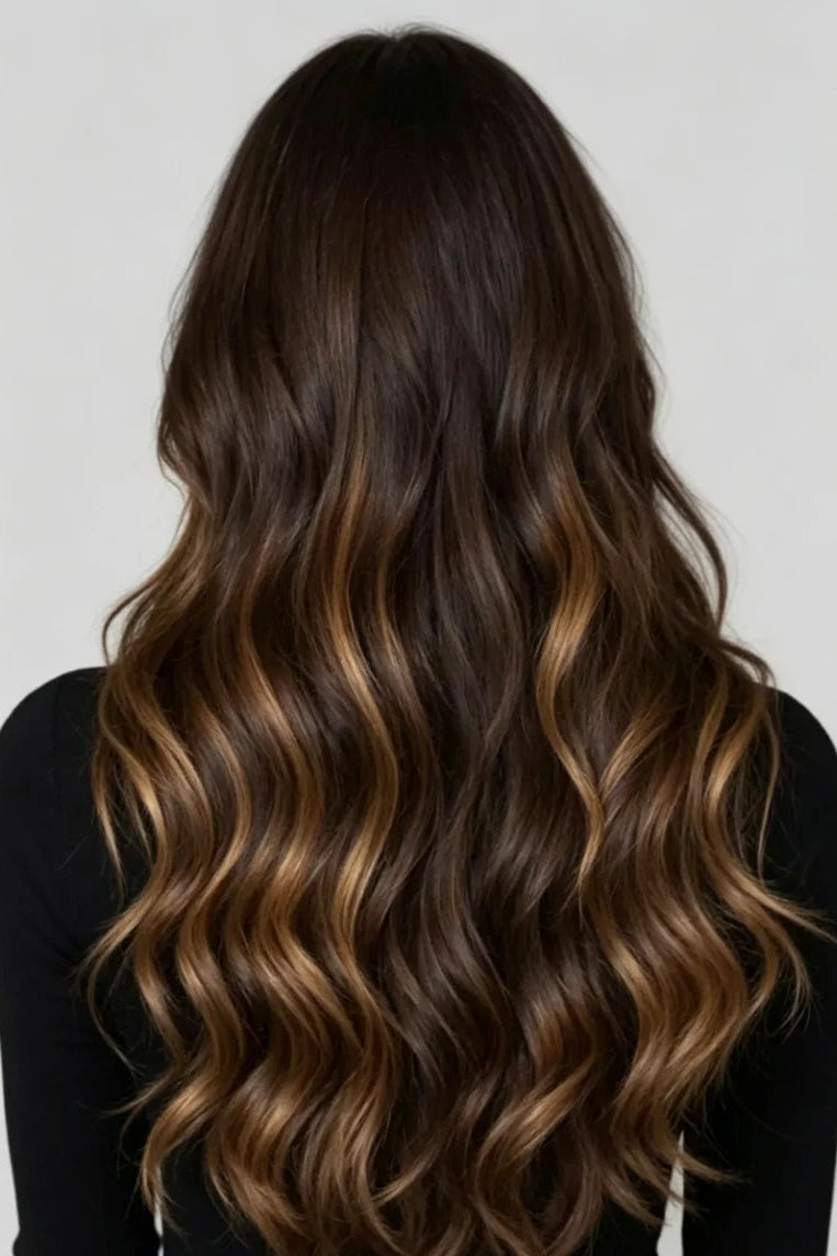 SUYYA Butterfly Weft Hair Extensions Natural Black / Chestnut Brown Balayage (#P1B/6/T1B)