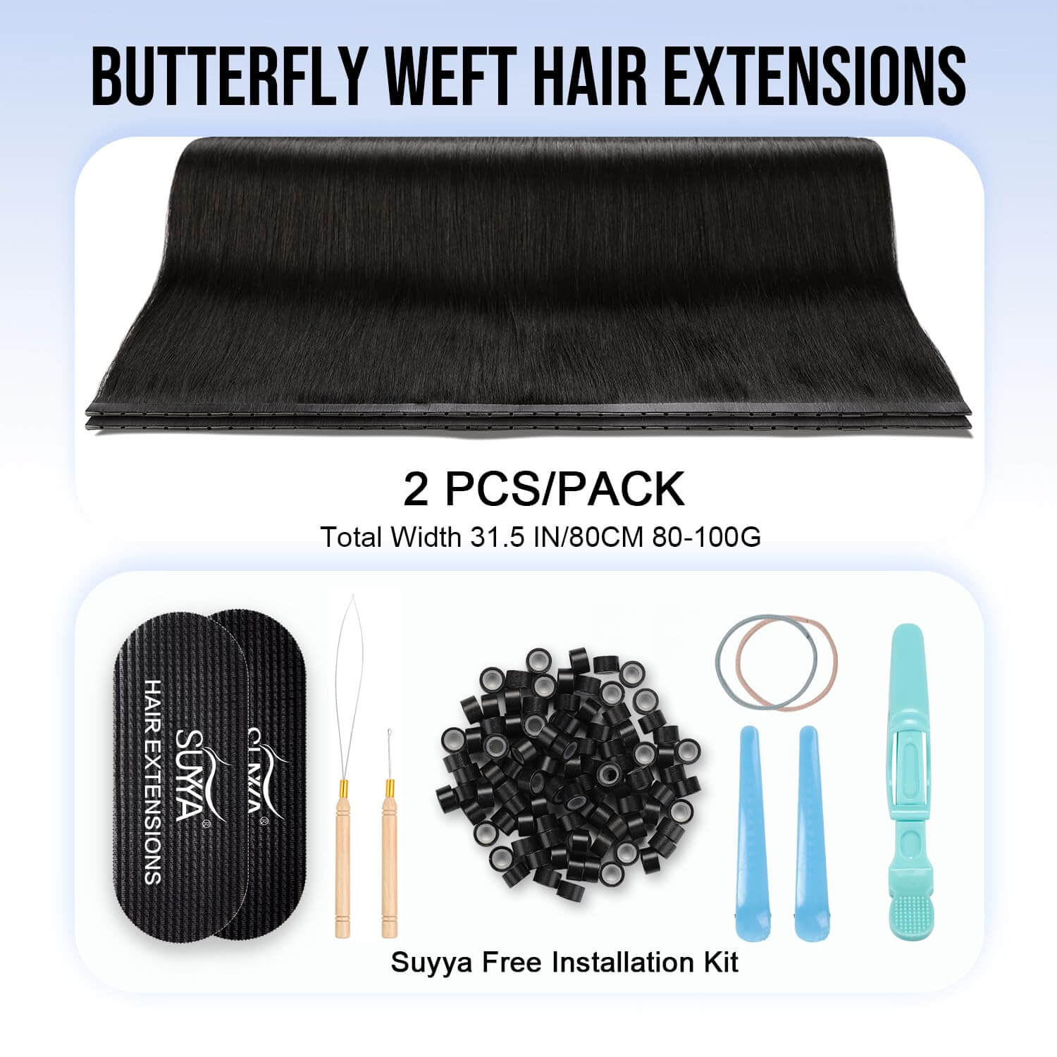 Natural Black (#1B) SUYYA Butterfly Weft Hair Extensions