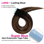 SUYYA Invisible Tape in Hair Extensions (#P1B/6/T1B) Natural Black / Chestnut Brown Balayage