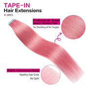 Suyya Hair Hot Pink Tape-In Hair Extensions | 20Pcs