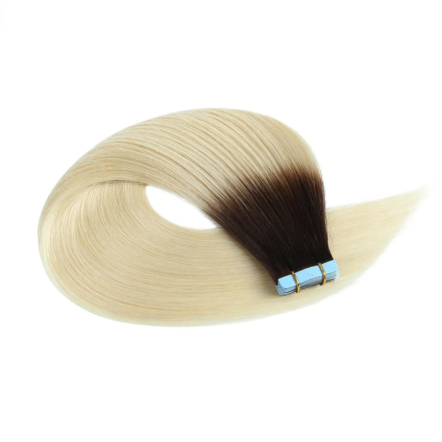 Suyya Hair Darkest Brown / Platinum Blonde Ombre (#T2/60) Tape-In Hair Extensions | 20Pcs