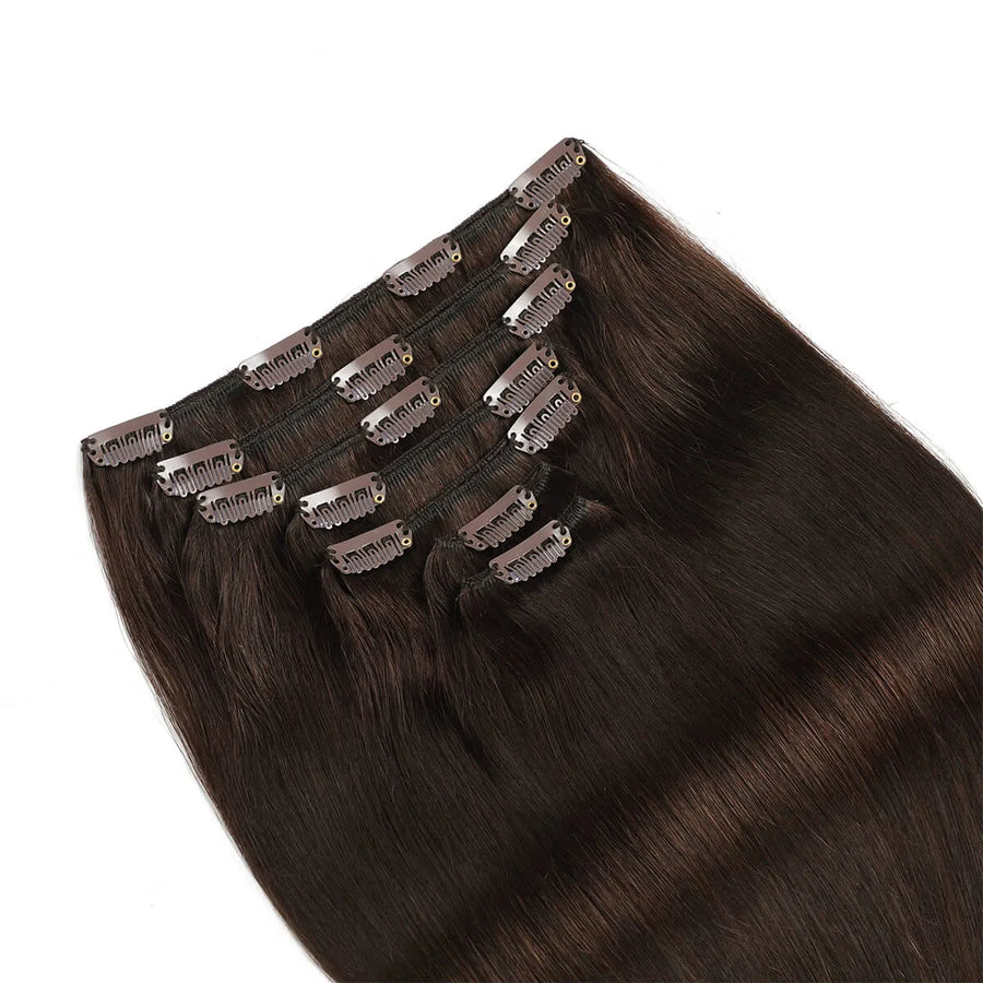 Darkest Brown (#2) Clip In Hair Extensions Suyya Human Hair