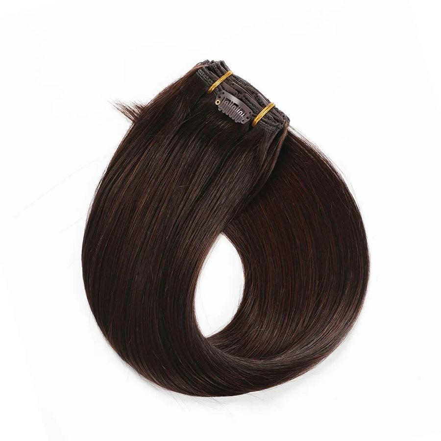 Darkest Brown (#2) Clip In Hair Extensions Suyya Human Hair