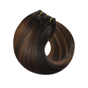 Natural Black / Chestnut Brown Balayage (#P1B/6/T1B) Clip In Hair Extensions