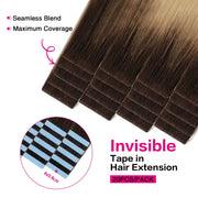 SUYYA Invisible Tape ins  (#T2/60) Ombre Darkest Brown to Platinum Blonde Hair Extensions