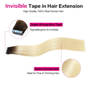 SUYYA Invisible Tape ins  (#T2/60) Ombre Darkest Brown to Platinum Blonde Hair Extensions