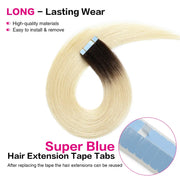 SUYYA Invisible Tape ins  (#T2/60) Ombre Darkest Brown to Platinum Blonde Hair Extensions
