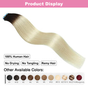 Darkest Brown to Platinum Blonde Ombre (#T2/60) Tape-In Hair Extensions | 20Pcs
